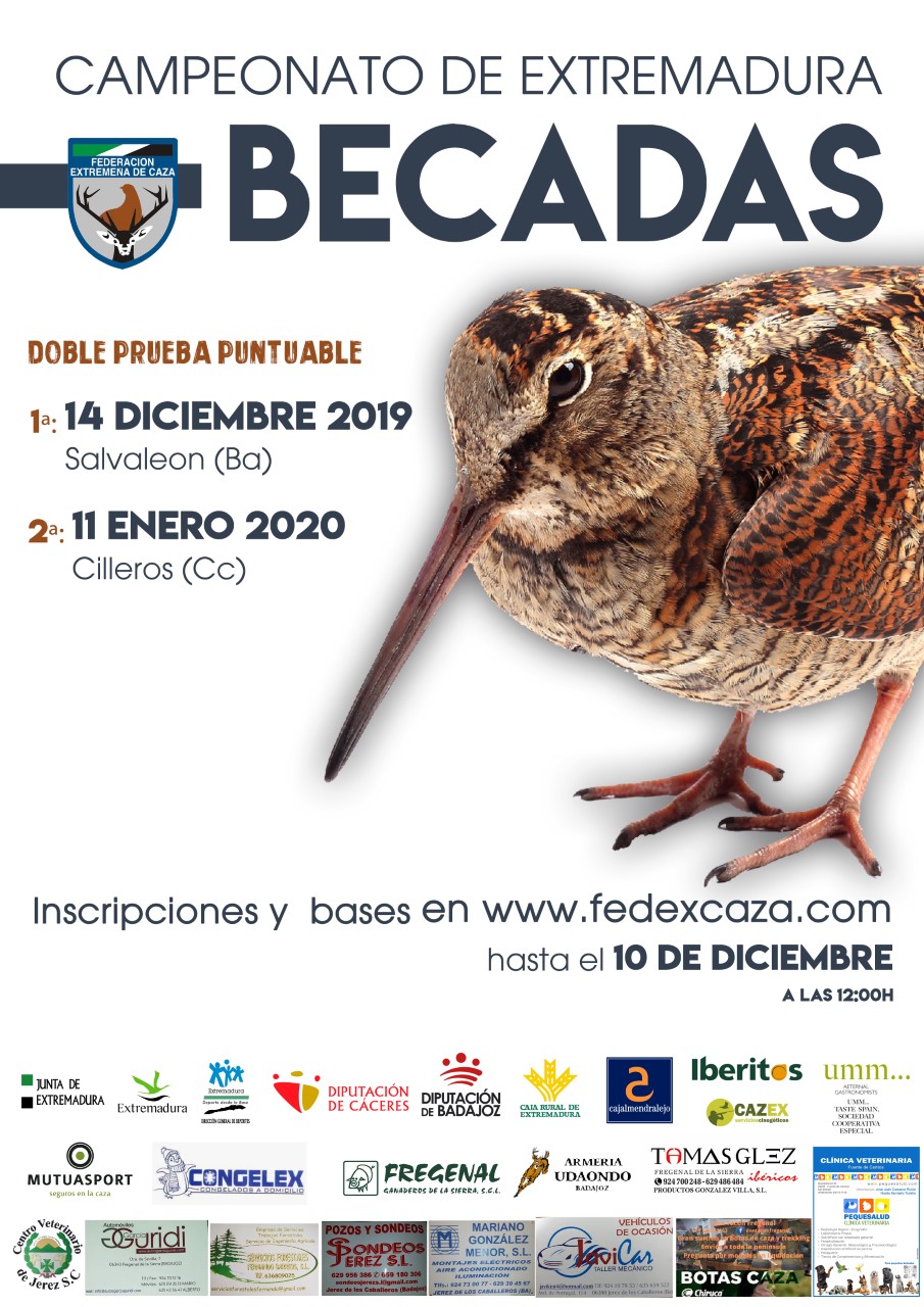 Cartel Campeonato de Extremadura de Becadas 2019 - 2020
